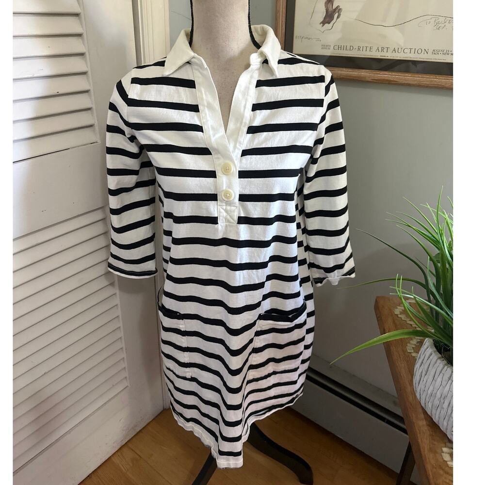 The Nines by Hatch Shirt Dress Small Blue Striped Maternity Preppy Nautical Chic